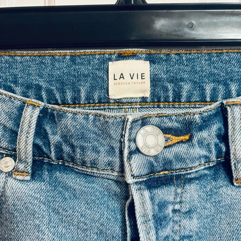 La vie Rebecca Tylor Patchwork Jeans Women Size 25 Straight‎ Leg Hight Waist